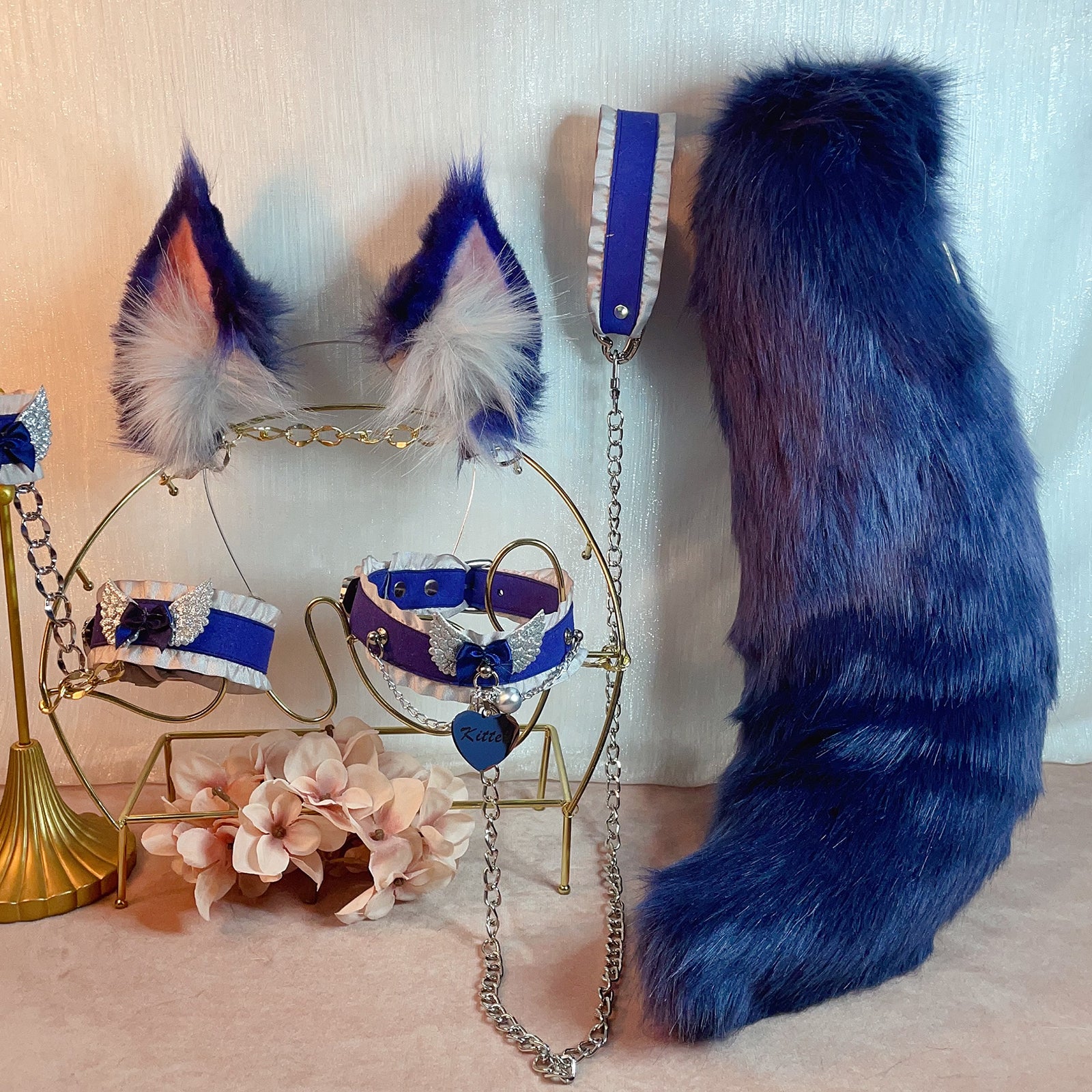 arctic fox purple,Artificial Fur-Ears and Tail